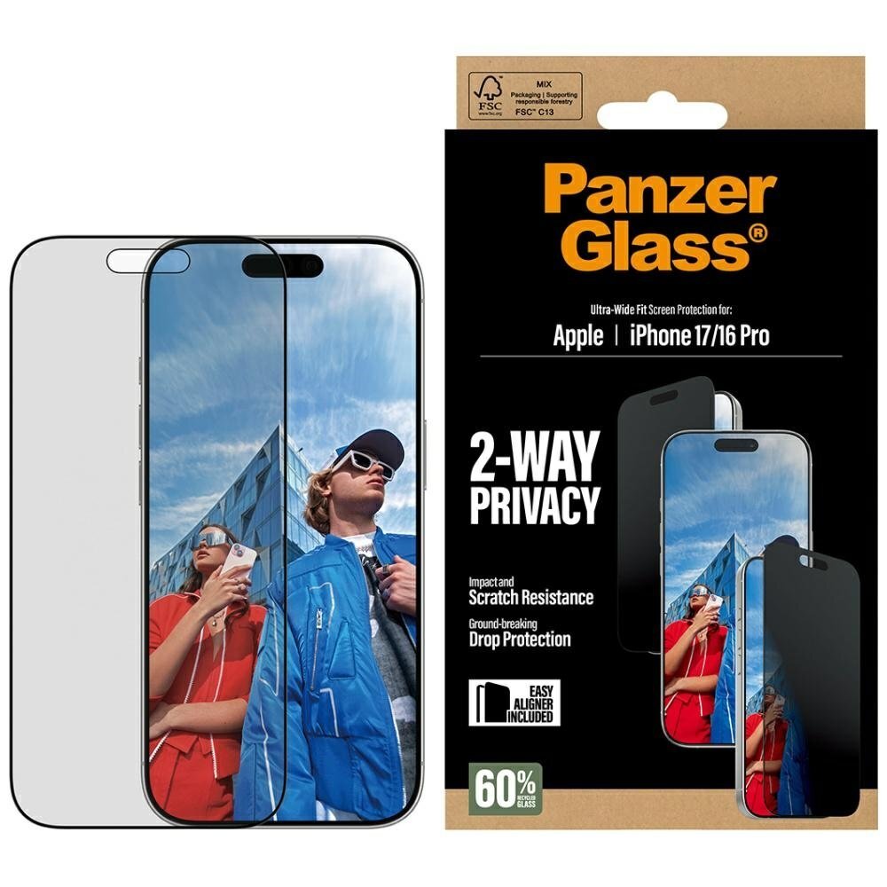 iPhone 17 / 16 Pro PanzerGlass Ultra-Wide Fit EasyAligner Privacy Glass – privatumo iPhone 17 / 16 Pro PanzerGlass Ultra-Wide Fit EasyAligner Privacy Glass – privatumo