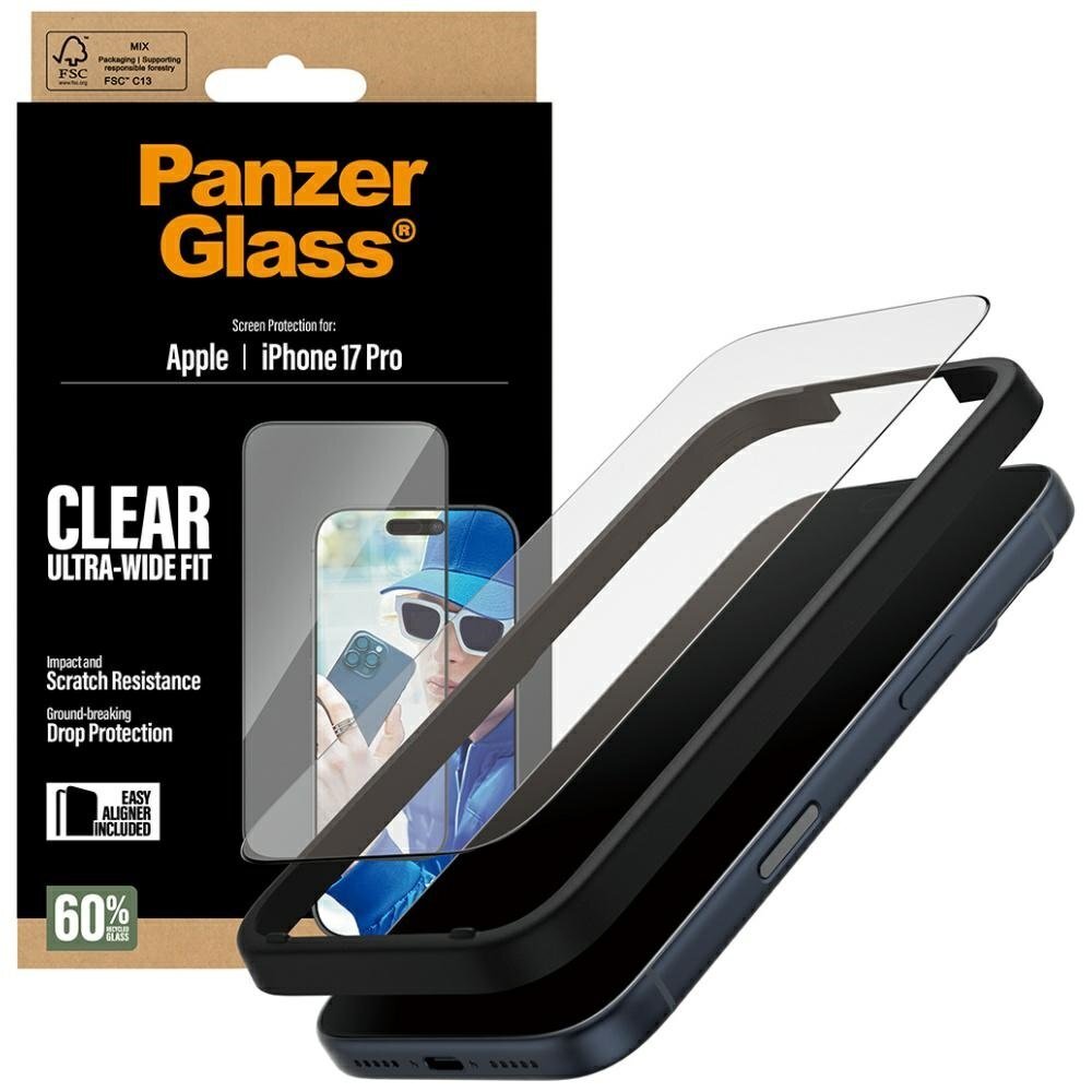 iPhone 17 Pro PanzerGlass Ultra-Wide Fit EasyAligner grūdintas stiklas 3 iPhone 17 Pro PanzerGlass Ultra-Wide Fit EasyAligner grūdintas stiklas 3