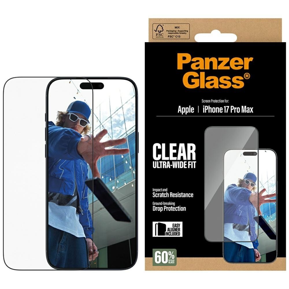 iPhone 17 Pro Max PanzerGlass Ultra-Wide Fit EasyAligner grūdintas stiklas iPhone 17 Pro Max PanzerGlass Ultra-Wide Fit EasyAligner grūdintas stiklas