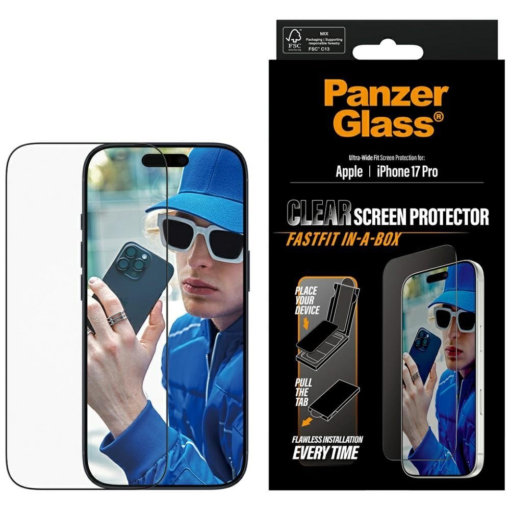 iPhone 17 Pro PanzerGlass Ultra-Wide Fit Fastfit grūdintas stiklas iPhone 17 Pro PanzerGlass Ultra-Wide Fit Fastfit grūdintas stiklas