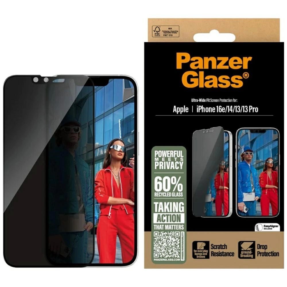 iPhone 16e / 14 / 13 / 13 Pro PanzerGlass Ultra-Wide Fit Privacy Glass