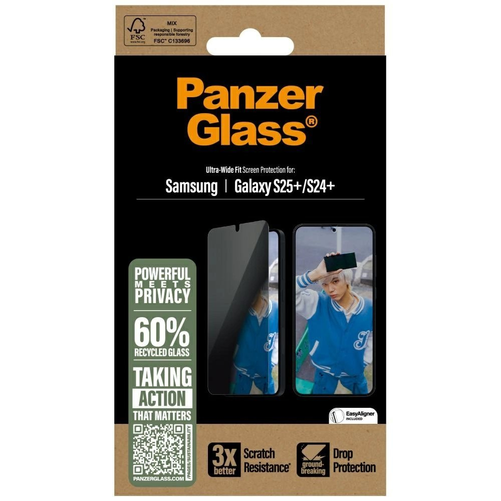 PanzerGlass Ultra-Wide Fit Privacy apsauginis stiklas skirtas Samsung Galaxy S25+ 3 PanzerGlass Ultra-Wide Fit Privacy apsauginis stiklas skirtas Samsung Galaxy S25+ 3