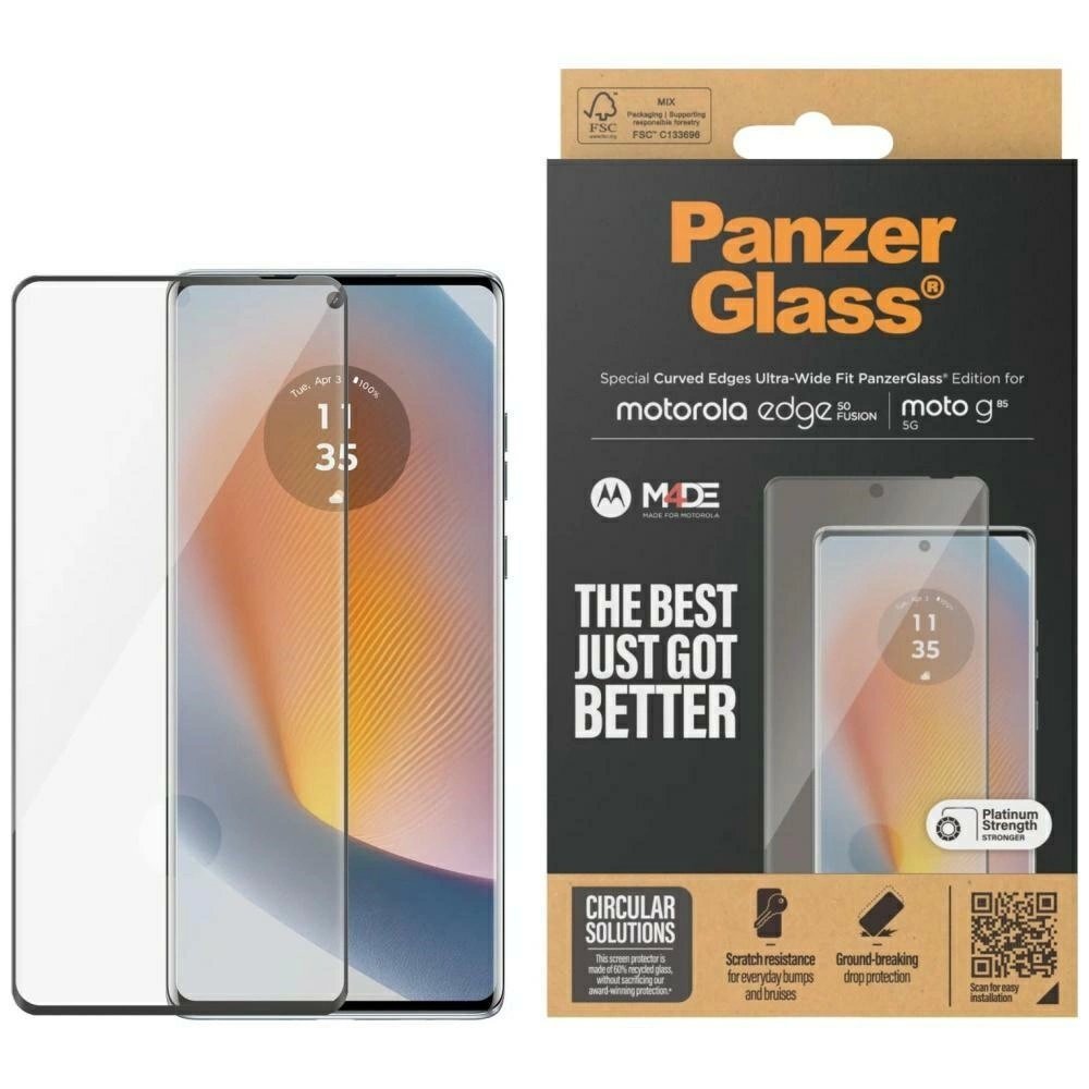 Motorola Edge 50 Fusion / Moto G85 PanzerGlass Ultra-Wide Fit grūdintas stiklas Motorola Edge 50 Fusion / Moto G85 PanzerGlass Ultra-Wide Fit grūdintas stiklas