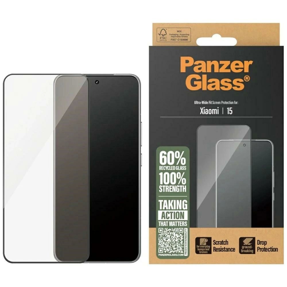 Xiaomi 15 PanzerGlass Ultra-Wide Fit grūdintas stiklas su juodu rėmeliu