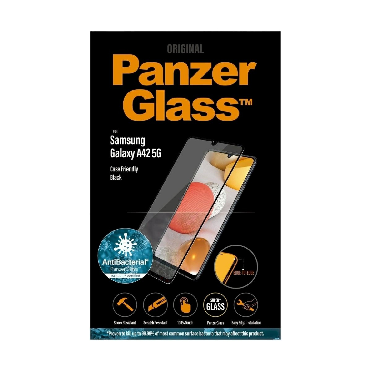 PanzerGlass E2E Super+ antibacterial Apsauginis stiklas Samsung Galaxy A42 5G -Juodas 2 PanzerGlass E2E Super+ antibacterial Apsauginis stiklas Samsung Galaxy A42 5G -Juodas 2