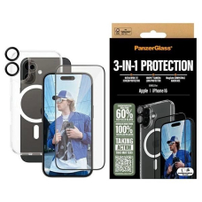iPhone 16 – PanzerGlass Bundle 3in1 6.1" D3O Hardcase + Ekrano apsauga UWF + Lęšis B1291+2861+1283