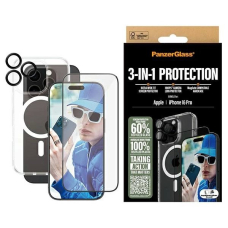 iPhone 16 Pro – PanzerGlass Bundle 3in1 6.3" D3O Hardcase + Ekrano apsauga UWF + Lęšis B1292+2862+1284