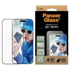 iPhone 16 Pro 6.3" PanzerGlass Aluminum Frame Screen Protector Ultra-Wide Fit 2850