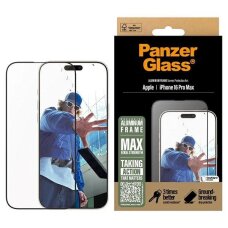 iPhone 16 Pro Max 6.9" PanzerGlass Aluminum Frame Screen Protector Ultra-Wide Fit 2852