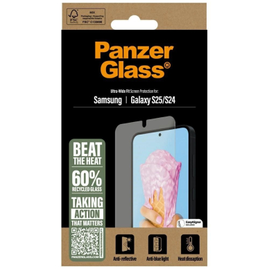 PanzerGlass All-in-One Ultra-Wide Fit apsauginis stiklas skirtas Samsung Galaxy S25 3