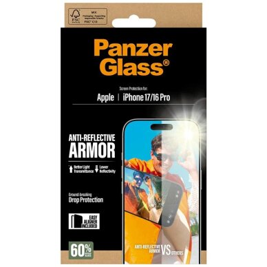 iPhone 17 / 16 Pro PanzerGlass Armor Anti-Reflective EasyAligner grūdintas stiklas 4