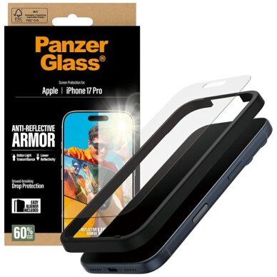 iPhone 17 Pro PanzerGlass Armor Anti-Reflective EasyAligner grūdintas stiklas 3 iPhone 17 Pro PanzerGlass Armor Anti-Reflective EasyAligner grūdintas stiklas 3