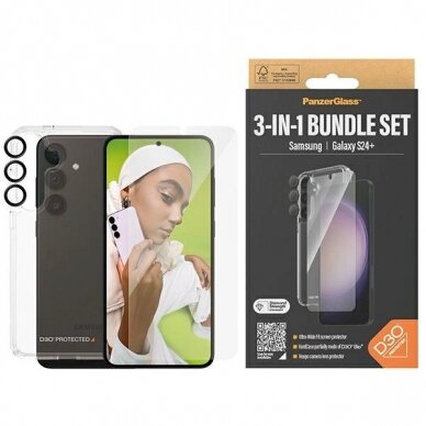 PanzerGlass Bundle 3in1 set Permatomas Dėklas + Plėvelė + kameros apsauga Samsung Galaxy S24+ PanzerGlass Bundle 3in1 set Permatomas Dėklas + Plėvelė + kameros apsauga Samsung Galaxy S24+
