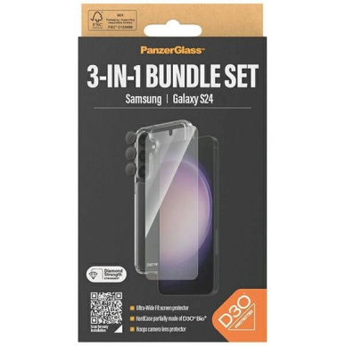 PanzerGlass Bundle 3in1 Permatomas Dėklas + Plėvelė + Kameros apsauga Samsung Galaxy S24 3 PanzerGlass Bundle 3in1 Permatomas Dėklas + Plėvelė + Kameros apsauga Samsung Galaxy S24 3