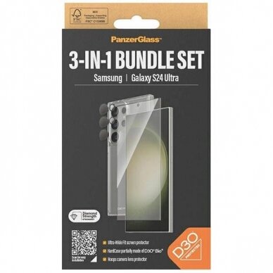 PanzerGlass Bundle 3in1 Permatomas Dėklas + Plėvelė + Kameros apsauga Samsung Galaxy S24 Ultra 3 PanzerGlass Bundle 3in1 Permatomas Dėklas + Plėvelė + Kameros apsauga Samsung Galaxy S24 Ultra 3