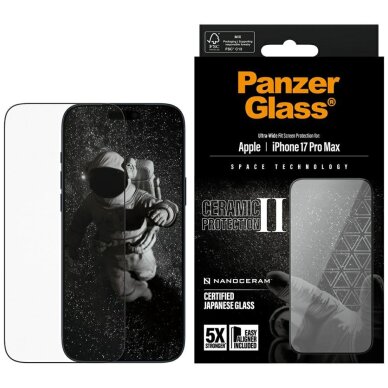 iPhone 17 Pro Max PanzerGlass Ceramic II Ultra-Wide Fit EasyAligner grūdintas stiklas