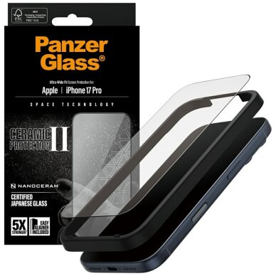 iPhone 17 Pro PanzerGlass Ceramic II Ultra-Wide Fit EasyAligner grūdintas stiklas 3 iPhone 17 Pro PanzerGlass Ceramic II Ultra-Wide Fit EasyAligner grūdintas stiklas 3