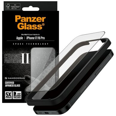 iPhone 16 / 16 Plus / 17 PanzerGlass Ceramic II Ultra-Wide Fit EasyAligner grūdintas stiklas 3 iPhone 16 / 16 Plus / 17 PanzerGlass Ceramic II Ultra-Wide Fit EasyAligner grūdintas stiklas 3