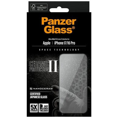 iPhone 16 / 16 Plus / 17 PanzerGlass Ceramic II Ultra-Wide Fit EasyAligner grūdintas stiklas 4