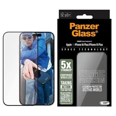 iPhone 16 Plus 6.7" PanzerGlass Ceramic Screen Protector Ultra-Wide Fit 2855 iPhone 16 Plus 6.7" PanzerGlass Ceramic Screen Protector Ultra-Wide Fit 2855