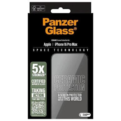 iPhone 16 Pro Max 6.9" PanzerGlass Ceramic Screen Protector Ultra-Wide Fit 2856 3