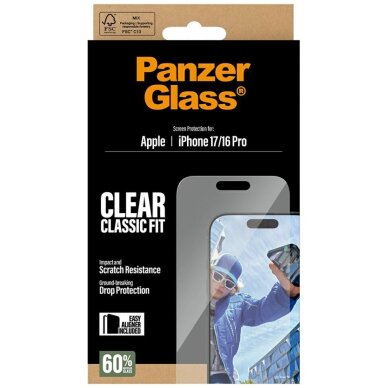 iPhone 17 / 16 Pro PanzerGlass Classic Fit EasyAligner grūdintas stiklas 4 iPhone 17 / 16 Pro PanzerGlass Classic Fit EasyAligner grūdintas stiklas 4