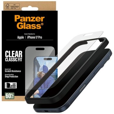 iPhone 17 Pro PanzerGlass Classic Fit EasyAligner grūdintas stiklas 3 iPhone 17 Pro PanzerGlass Classic Fit EasyAligner grūdintas stiklas 3