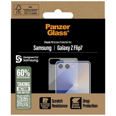 Samsung Galaxy Z Flip7 PanzerGlass Classic Fit grūdintas stiklas 3 Samsung Galaxy Z Flip7 PanzerGlass Classic Fit grūdintas stiklas 3