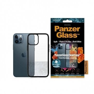 PanzerGlass antibacterial dėklas iPhone 12 Pro Max - Permatomas Juodas PanzerGlass antibacterial dėklas iPhone 12 Pro Max - Permatomas Juodas