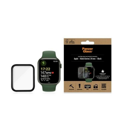 PanzerGlass lenktas antibakterinis apsauginis stiklas Apple Watch 7 – 41 mm – Juodas