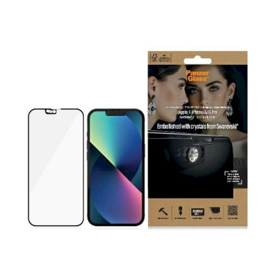 PanzerGlass E2E Microfracture Antibacterial Glass Swarovsky Crystal Camera Cover iPhone 13/13 Pro - Juodas Frame PanzerGlass E2E Microfracture Antibacterial Glass Swarovsky Crystal Camera Cover iPhone 13/13 Pro - Juodas Frame