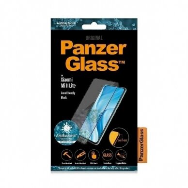 Xiaomi Mi 11 Lite 5G PanzerGlass E2E Regular antibakterinis apsauginis stiklas – juodas 2