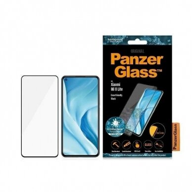 Xiaomi Mi 11 Lite 5G PanzerGlass E2E Regular antibakterinis apsauginis stiklas – juodas