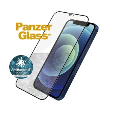 iPhone 12 mini PanzerGlass E2E Super+ Microfracture antibakterinis grūdintas stiklas – su juodu rėmeliu 1