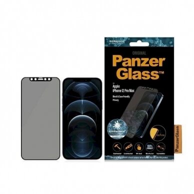 PanzerGlass E2E Super+ Microfracture antibacterial Apsauginis stiklas iPhone 12 Pro Max -Juodas PanzerGlass E2E Super+ Microfracture antibacterial Apsauginis stiklas iPhone 12 Pro Max -Juodas