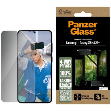 PanzerGlass Eco Matrix Ultra-Wide Fit Privacy apsauginis stiklas skirtas Samsung Galaxy S25+