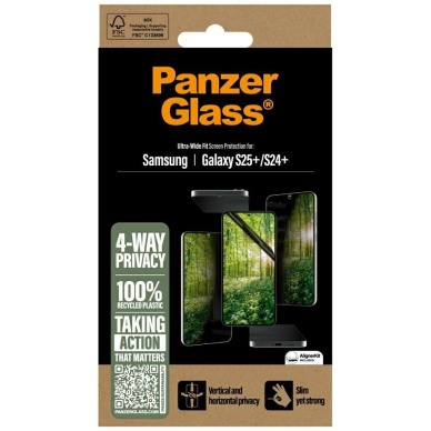 PanzerGlass Eco Matrix Ultra-Wide Fit Privacy apsauginis stiklas skirtas Samsung Galaxy S25+ 3