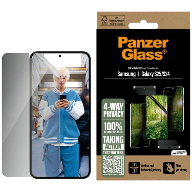 PanzerGlass Eco Matrix Ultra-Wide Fit Privacy stiklas skirtas Samsung Galaxy S25