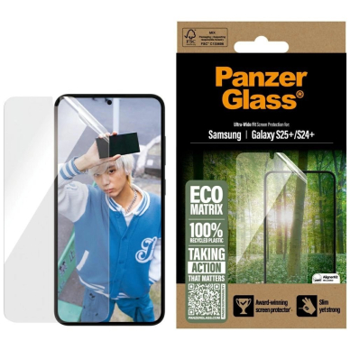 PanzerGlass Eco Matrix Ultra-Wide Fit grūdintas stiklas skirtas Samsung Galaxy S25+