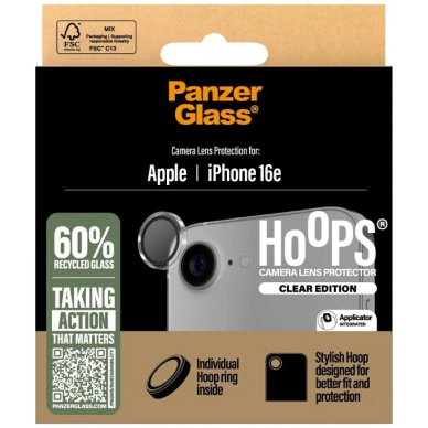 PanzerGlass Hoops kameros apsauga skirtas iPhone 16e – skaidrus grūdintas stiklas 3