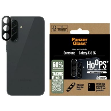 PanzerGlass Hoops kameros apsauga – grūdintas stiklas skirtas Samsung Galaxy A36 5G – skaidrus