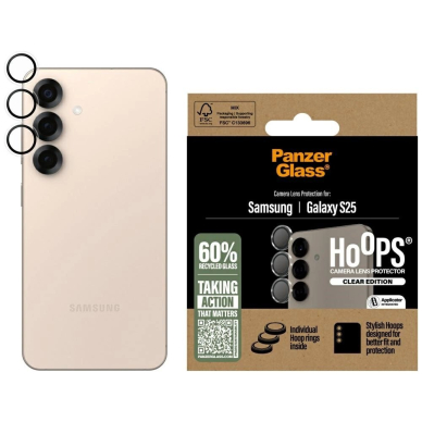 PanzerGlass Hoops objektyvo apsauga – apsauginis stiklas Samsung Galaxy S25 – skaidri