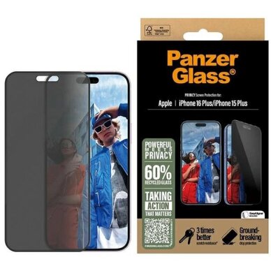 iPhone 16 Plus 6.7" PanzerGlass Privacy Screen Protector Ultra-Wide Fit P2863 iPhone 16 Plus 6.7" PanzerGlass Privacy Screen Protector Ultra-Wide Fit P2863