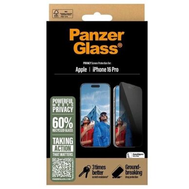 iPhone 16 Pro 6.3" PanzerGlass Privacy Screen Protector Ultra-Wide Fit P2862 3