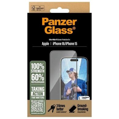 iPhone 16 6.1" PanzerGlass Screen Protector Ultra-Wide Fit 2861 3 iPhone 16 6.1" PanzerGlass Screen Protector Ultra-Wide Fit 2861 3