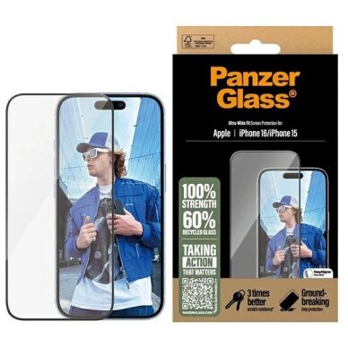 iPhone 16 6.1" PanzerGlass Screen Protector Ultra-Wide Fit 2861