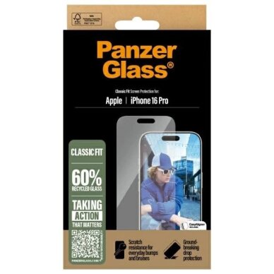 iPhone 16 Pro 6.3" PanzerGlass Screen Protector Classic Fit 2874 3 iPhone 16 Pro 6.3" PanzerGlass Screen Protector Classic Fit 2874 3
