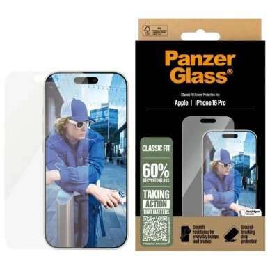 iPhone 16 Pro 6.3" PanzerGlass Screen Protector Classic Fit 2874 iPhone 16 Pro 6.3" PanzerGlass Screen Protector Classic Fit 2874