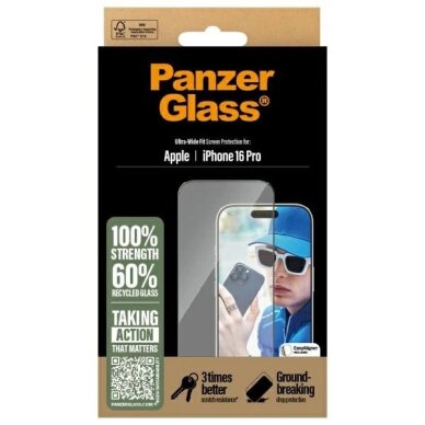 iPhone 16 Pro 6.3" PanzerGlass Screen Protector Ultra-Wide Fit 2862 3