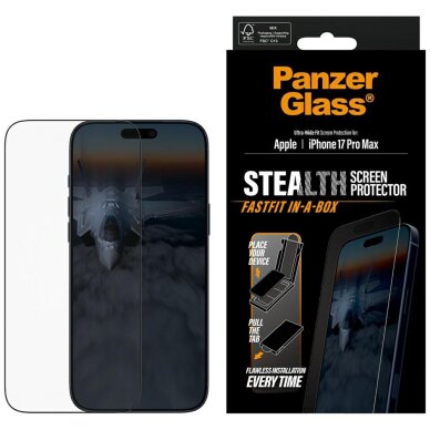 iPhone 17 Pro Max PanzerGlass Stealth Ultra-Wide Fit Fastfit grūdintas stiklas iPhone 17 Pro Max PanzerGlass Stealth Ultra-Wide Fit Fastfit grūdintas stiklas